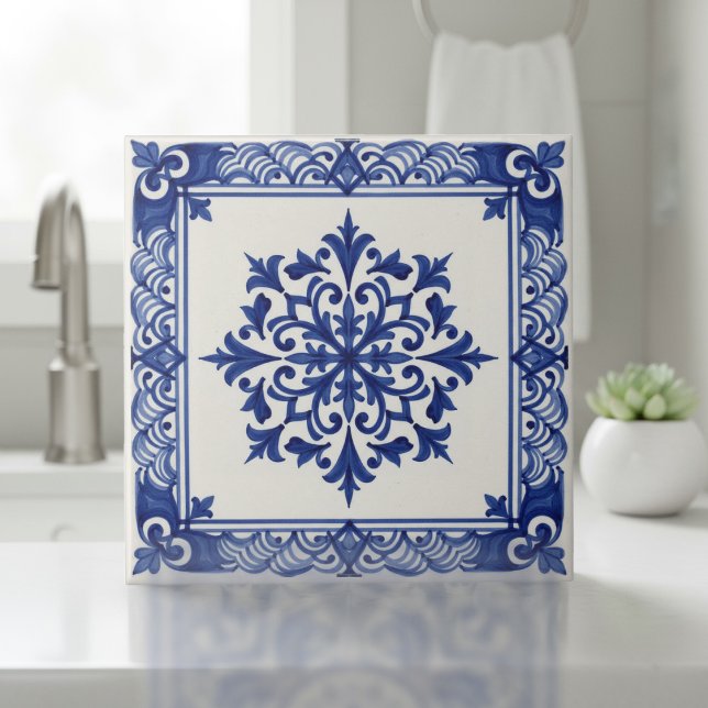 Azulejo Mediterranean Pattern Pat#10 Blue Ivory ID1195 (Subido por el creador)