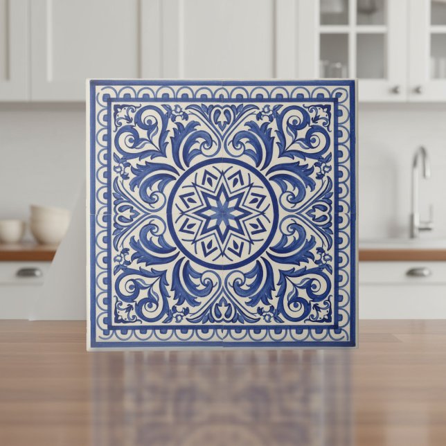 Azulejo Mediterranean Pattern Pat#11 Blue Ivory ID1195 (Subido por el creador)