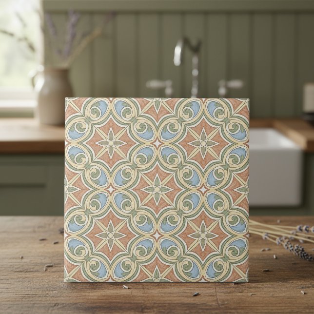 Azulejo Mediterranean Pattern Pat#13 Terra Cotta ID1195 (Subido por el creador)