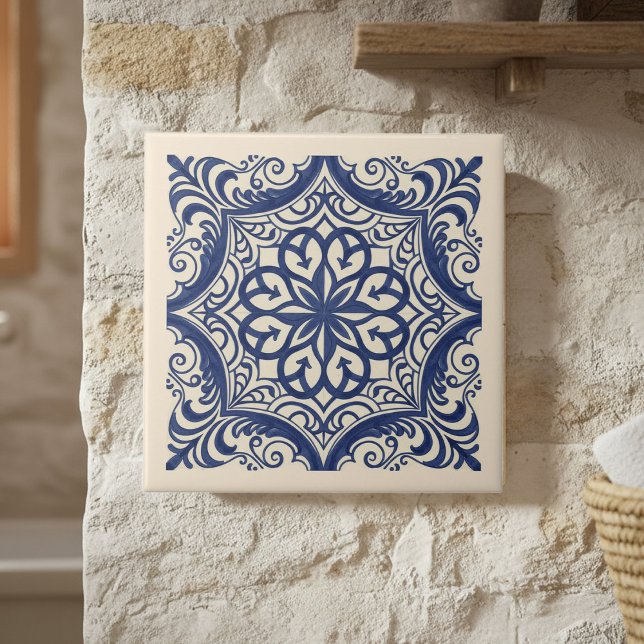 Azulejo Mediterranean Pattern Pat#4 Blue Ivory ID1195 (Subido por el creador)