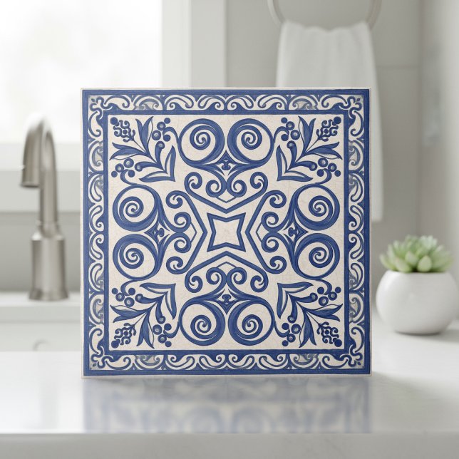 Azulejo Mediterranean Pattern Pat#5 Blue Ivory ID1195 (Subido por el creador)