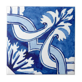 Azulejo Mediterranean style Azur flower blue big pattern