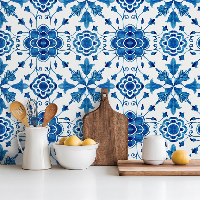 Azulejo Mediterranean style Azur flower blue pattern (Subido por el creador)