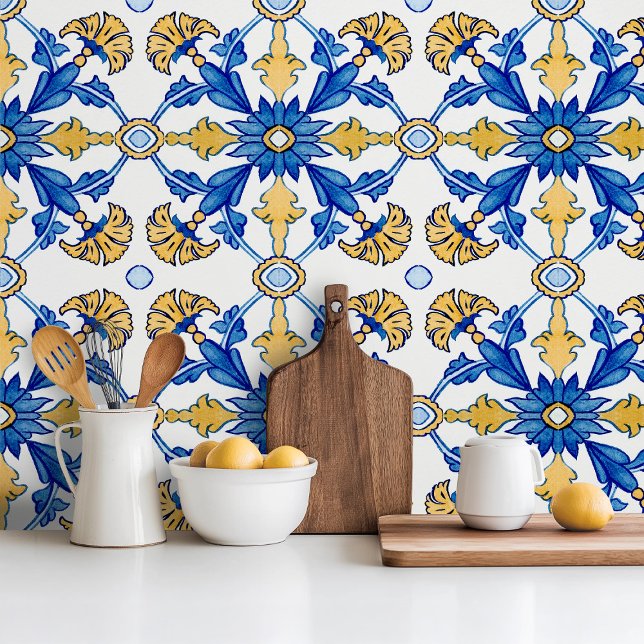 Azulejo Mediterranean style Azur yellow blue big pattern (Subido por el creador)