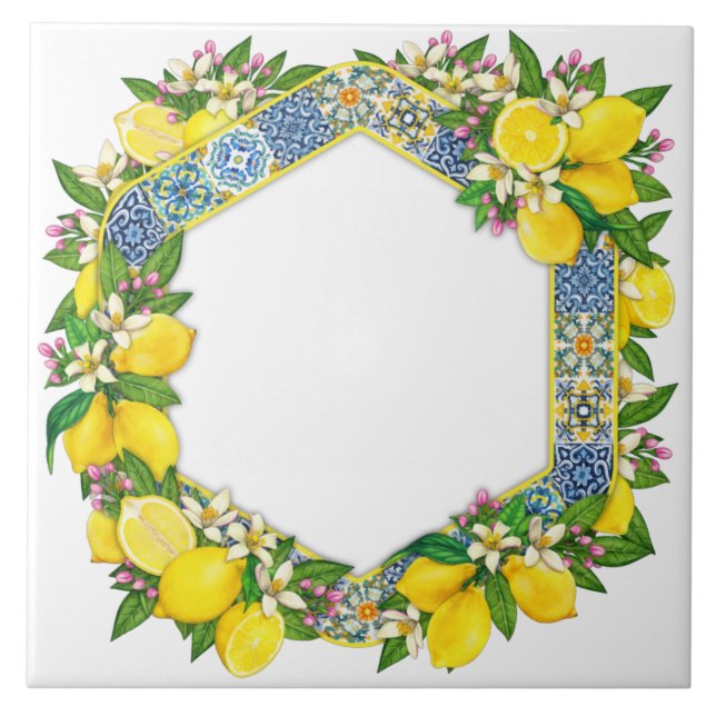 Azulejo Mediterranean Traditional Pattern Ceramic Tile (Frente)