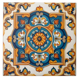 Azulejo Mediterráneo amarillo azul decorativo