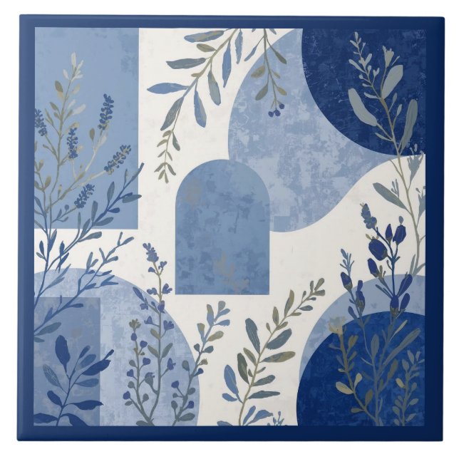 Azulejo Mediterráneo Azul Botánico (Frente)