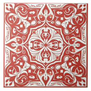 Azulejo Mediterráneo Blanco y Rojo