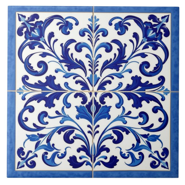 azulejo mediterráneo con roleos (Frente)