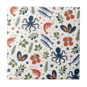 Azulejo Mediterráneo, Decoración de pared azul costera, Eu