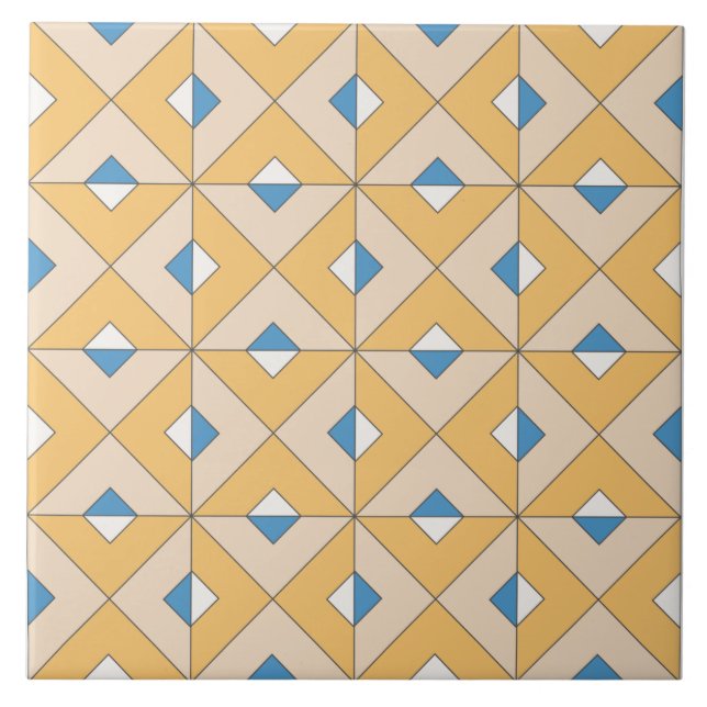 Azulejo Mediterráneo geométrico rosa azul Naranja español (Frente)