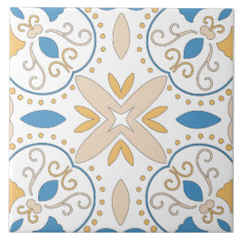 Azulejo Mediterráneo Naranja Azul Rosa Geométrico Andaluz