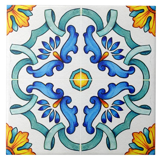 Azulejo Mediterráneo Ornamental Botánico (Frente)