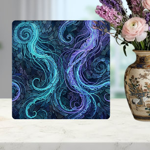 Azulejo Medusa bioluminiscente remolinos de azul verdoso y