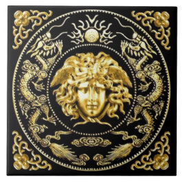 Azulejo Medusa de oro y mosaico de pared embellecido