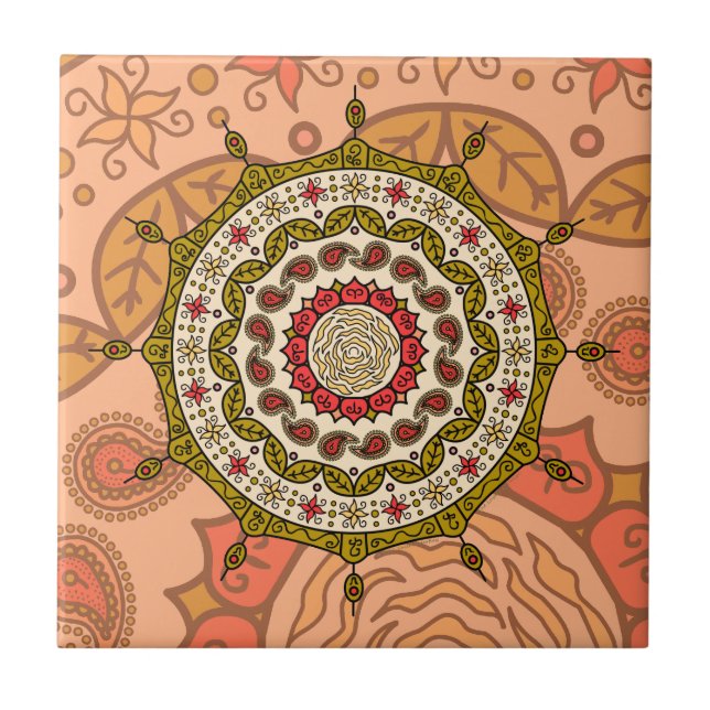 Azulejo Mehndi Fantasy Gold Tile (Frente)