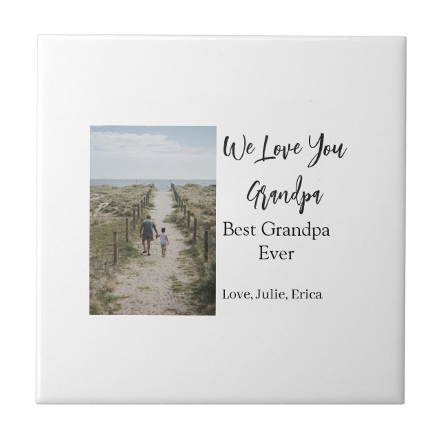 Azulejo mejor abuelo siempre abuelos foto regalos clásicos (Frente)