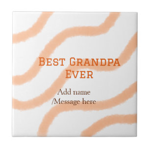 Azulejo Mejor abuelo siempre naranja rayas espiral añadir