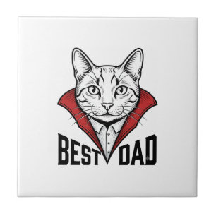 Azulejo Mejor diseño de grabado vintage de gato vampiro pa