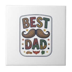 Azulejo Mejor diseño de padre con bigote vintage vectorial