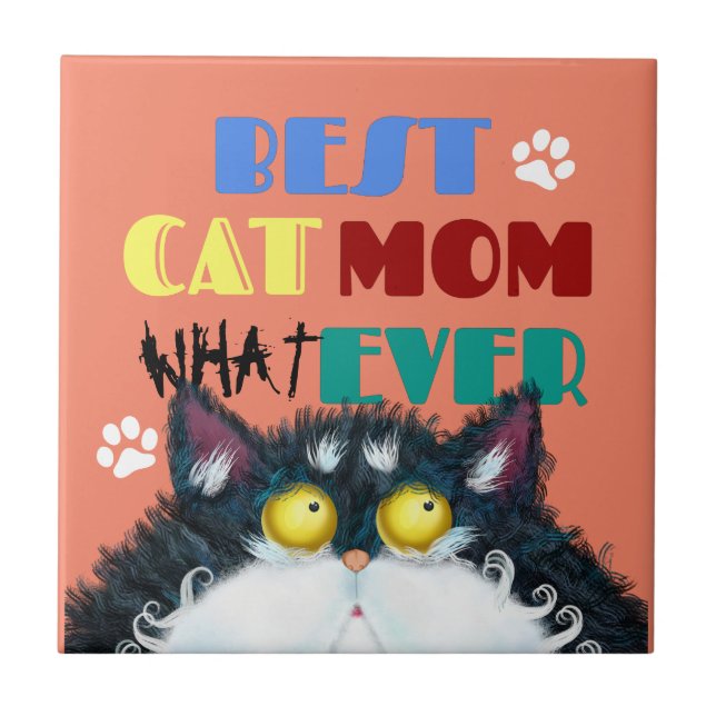 Azulejo Mejor Madre De Gato | Gracioso Gato Amantes (Frente)
