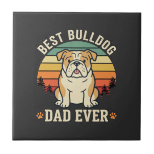 Azulejo Mejor papá Bulldog Retro Vector
