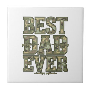 Azulejo Mejor Papá Camuflaje Diseño de Grabado Vintage_1