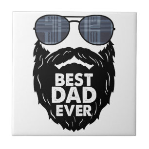 Azulejo Mejor papá de todos; barba; papá barbudo; gafas de