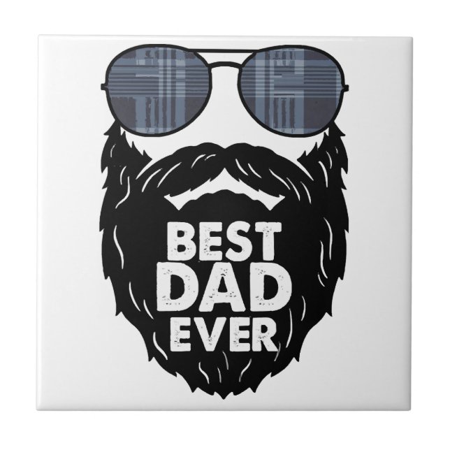 Azulejo Mejor Papá de todos los tiempos; barba; papá barbu (Frente)