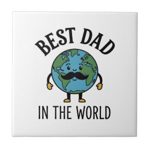 Azulejo Mejor Papá del Mundo Earth Mustache Camiseta Diseñ