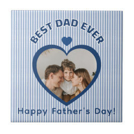 Azulejo Mejor Papá del Mundo Tarjeta de Foto Corazón Plant