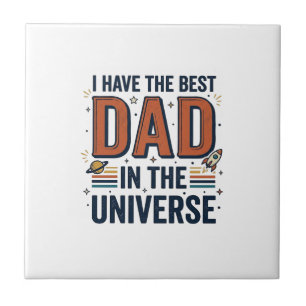 Azulejo Mejor Papá del Universo Diseño de Vector Espacial_