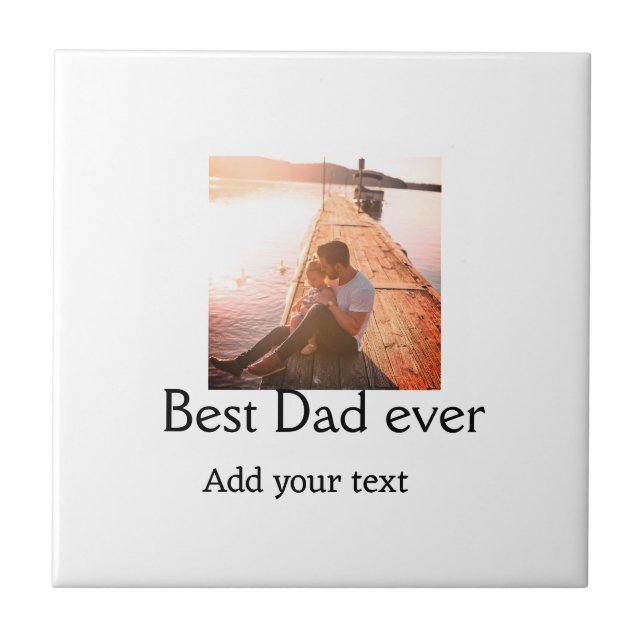 Azulejo Mejor papá jamás agregar nombre imagen padres día  (Frente)