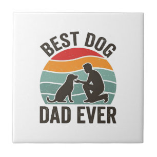 Azulejo Mejor Papá Perro Nunca Diseño Vintage Atardecer Am