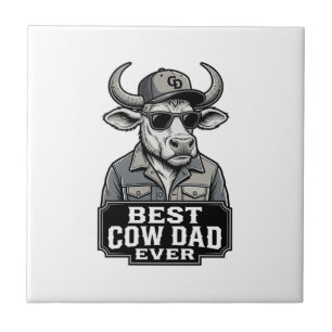 Azulejo Mejor Papá Vaca de Todos los Tiempos Diseño de Gra