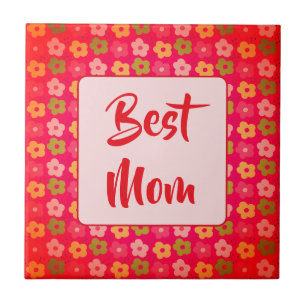 Azulejo Mejor Patrón Floral Rosa Rojo Cubierto De Mamá