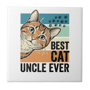 Azulejo Mejor tío de gato jamás Diseño de amante de gatos 