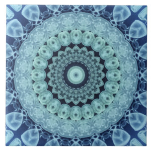 Azulejo Melocotonería azul Mandala Simetría inspirada en e