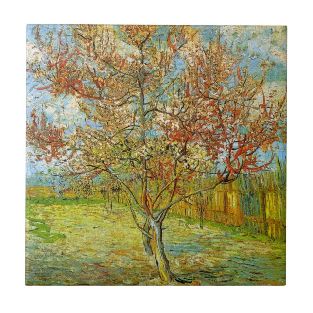 Azulejo Melocotonero en flor de Vincent van Gogh (Frente)