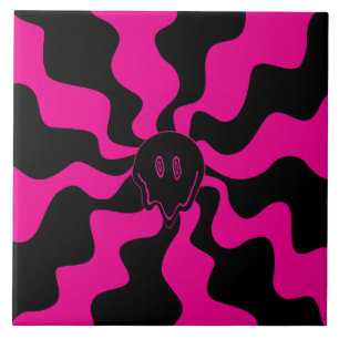 Azulejo Melt sonriente - Magenta y negro