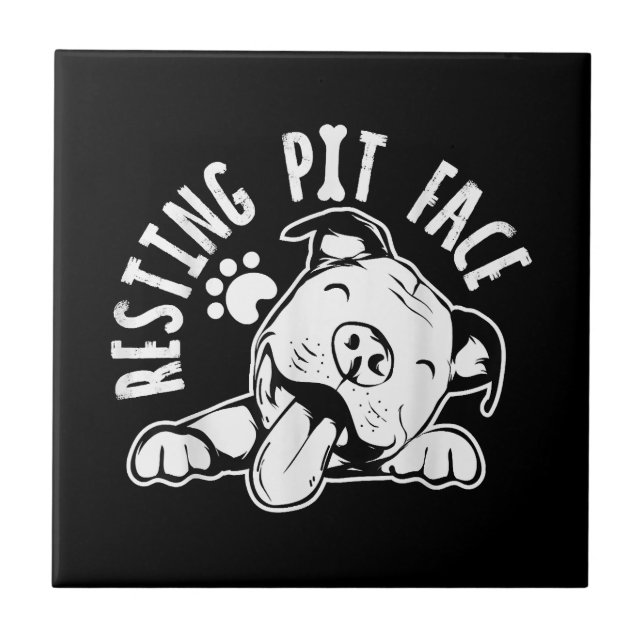 Azulejo Meme de Pitbull, perro gracioso de Resting Pit Fac (Frente)