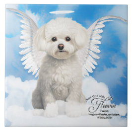 Azulejo Memorial Mascota de Bichon Frise Dog Angel Persona