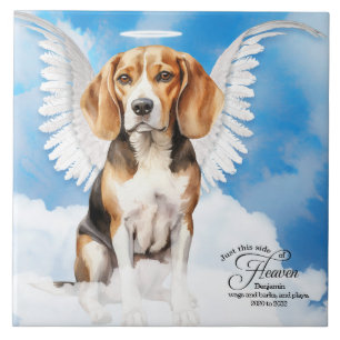 Azulejo Memorial Mascota personalizado de Beagle Angel Dog