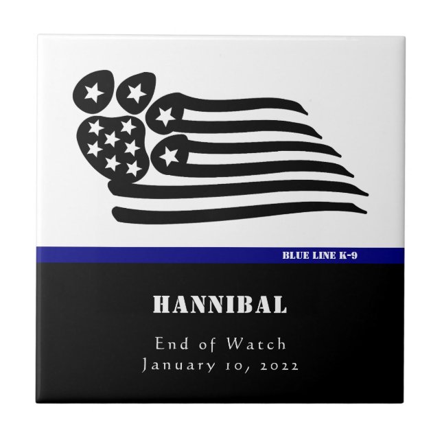 Azulejo Memorial personalizado K-9 de la Línea Azul (Frente)