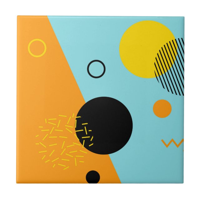 Azulejo Memphis, hipster, arte de ilustracion moderno y fr (Frente)