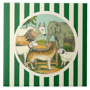 Azulejo Menagerie animal a rayas