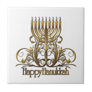 Azulejo Menorah Hanukkah Greeting