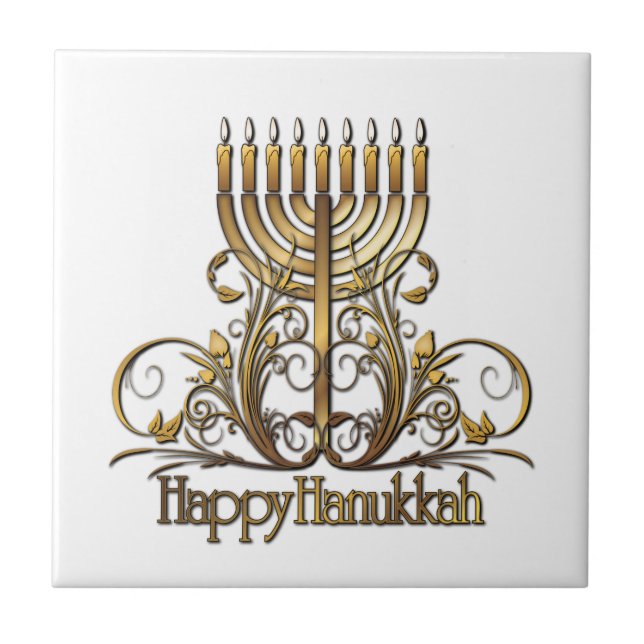 Azulejo Menorah Hanukkah Greeting (Frente)