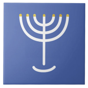 Azulejo Menorah White Gold Blue