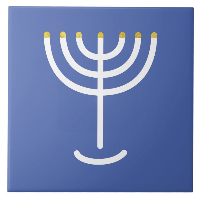 Azulejo Menorah White Gold Blue (Frente)